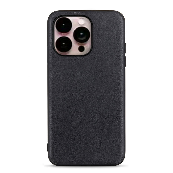 Estuche para teléfono de cuero genuino con textura de piel de cordero