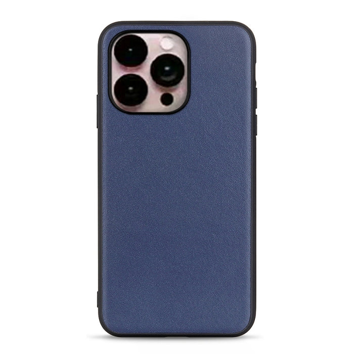 Estuche para teléfono de cuero genuino con textura de piel de cordero