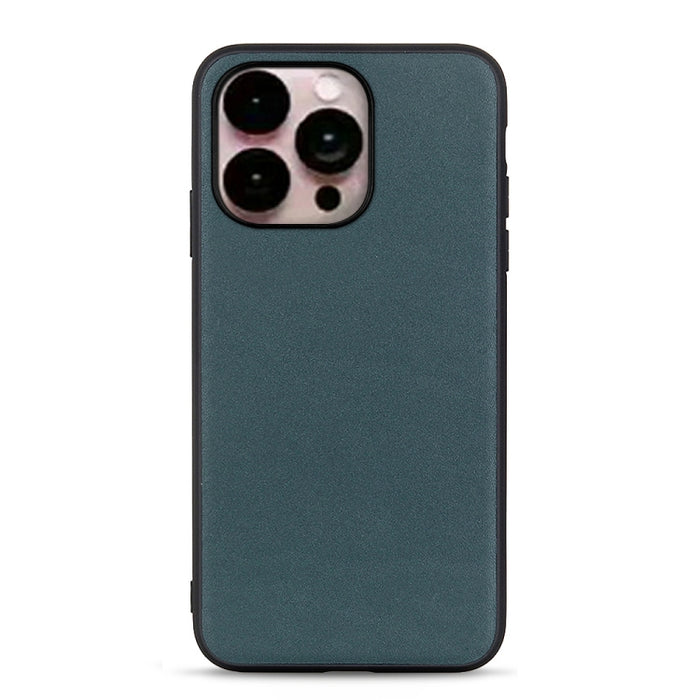 Estuche para teléfono de cuero genuino con textura de piel de cordero