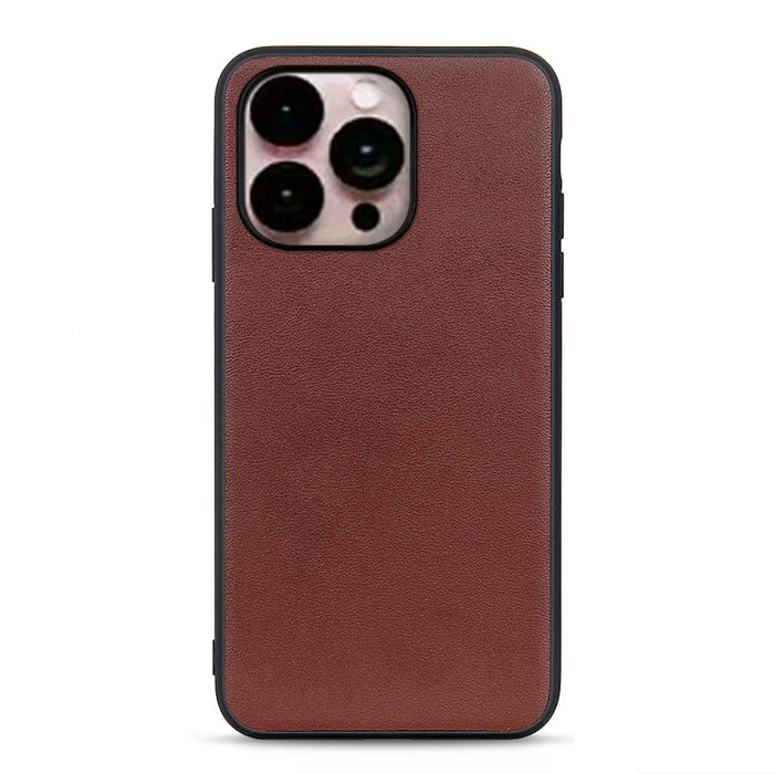 Estuche para teléfono de cuero genuino con textura de piel de cordero