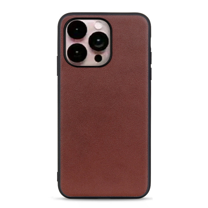 Estuche para teléfono de cuero genuino con textura de piel de cordero