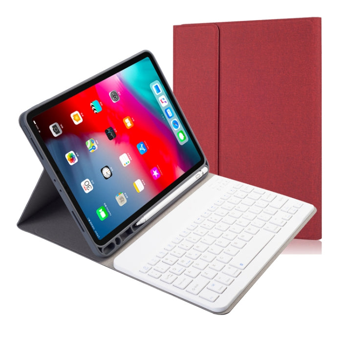 Funda de cuero con tapa Horizontal para teclado Bluetooth magnético desmontable con textura de tela para iPad Pro 11 2020/2018 con soporte y ranura para bolígrafo