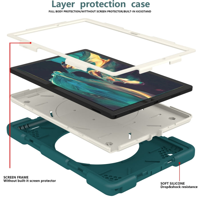 Estuche para tableta de protección de cuerpo completo de silicona + PC con soporte y correa