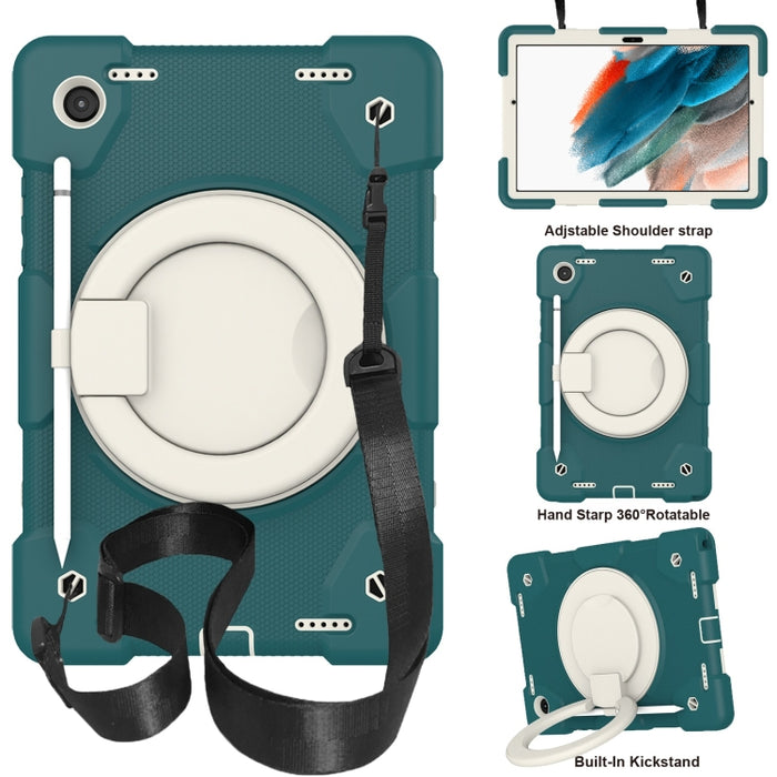 Estuche para tableta de protección de cuerpo completo de silicona + PC con soporte y correa