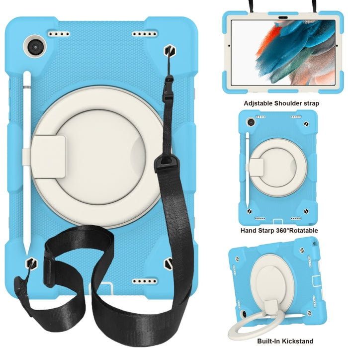 Estuche para tableta de protección de cuerpo completo de silicona + PC con soporte y correa