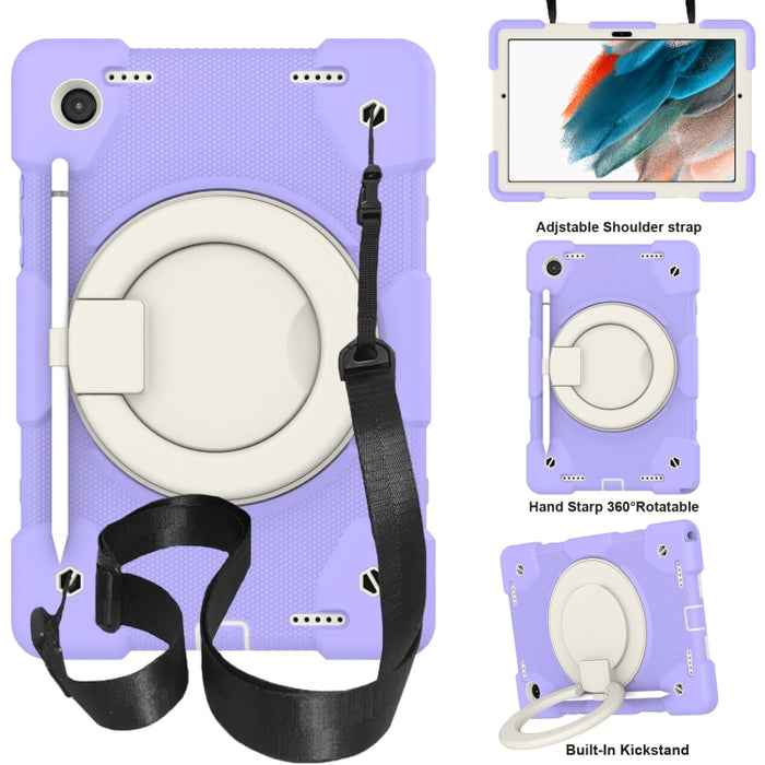 Estuche para tableta de protección de cuerpo completo de silicona + PC con soporte y correa