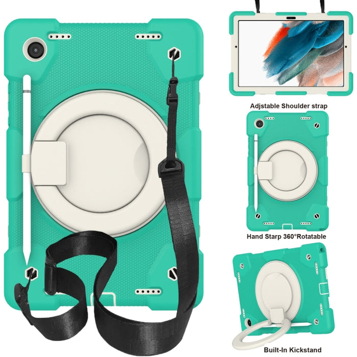 Estuche para tableta de protección de cuerpo completo de silicona + PC con soporte y correa