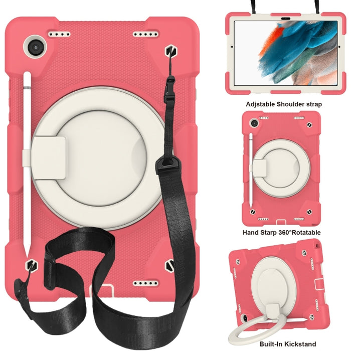 Estuche para tableta de protección de cuerpo completo de silicona + PC con soporte y correa