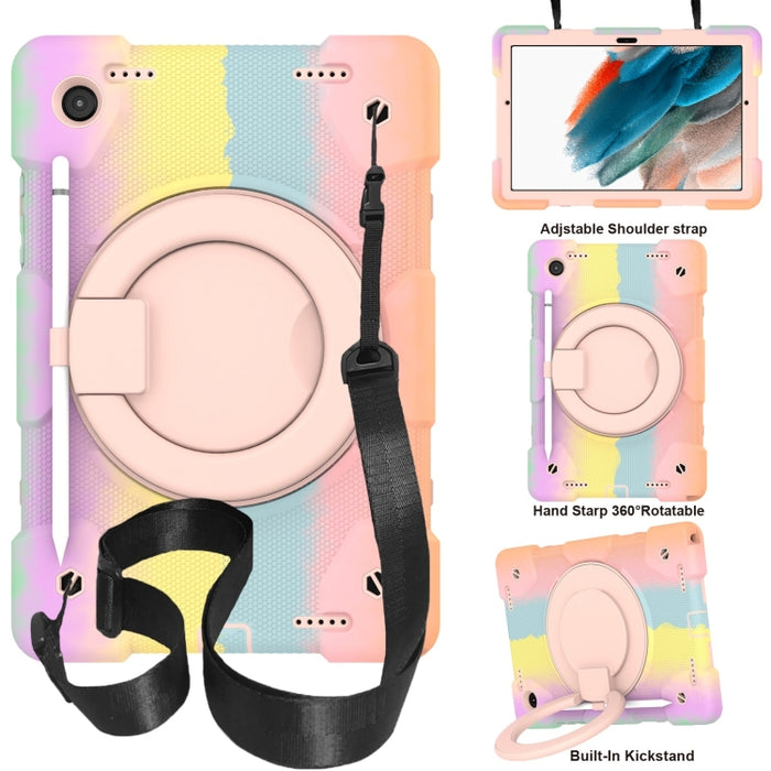 Estuche para tableta de protección de cuerpo completo de silicona + PC con soporte y correa