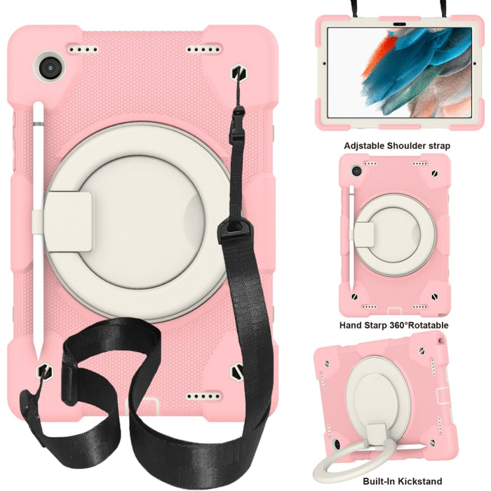 Estuche para tableta de protección de cuerpo completo de silicona + PC con soporte y correa