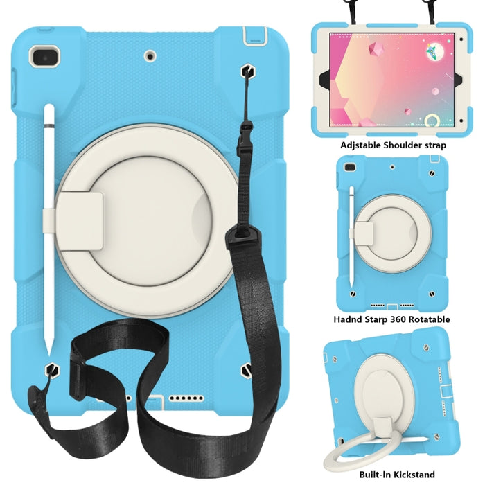 Estuche para tableta de protección de cuerpo completo de silicona + PC con soporte y correa