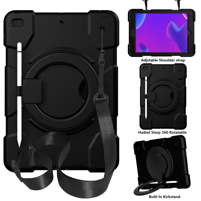 Estuche para tableta de protección de cuerpo completo de silicona + PC con soporte y correa