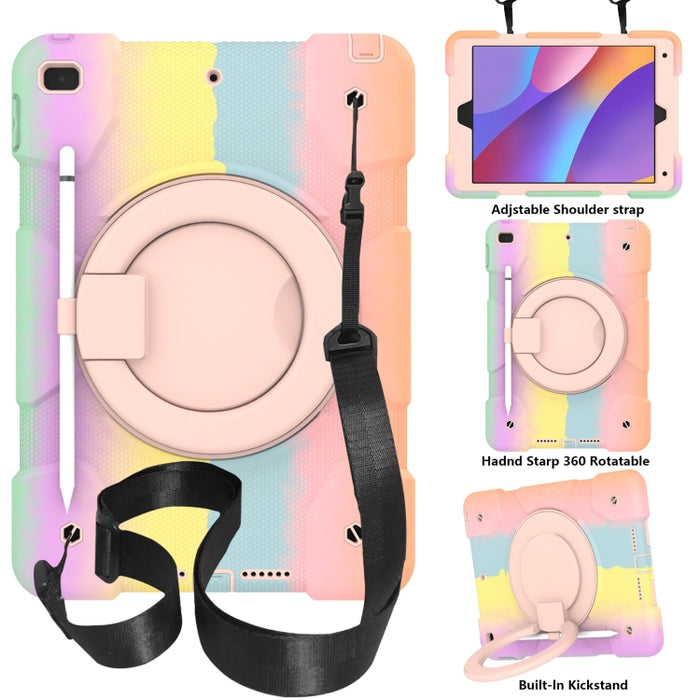 Estuche para tableta de protección de cuerpo completo de silicona + PC con soporte y correa