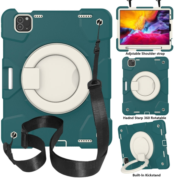 Estuche para tableta de protección de cuerpo completo de silicona + PC con soporte y correa
