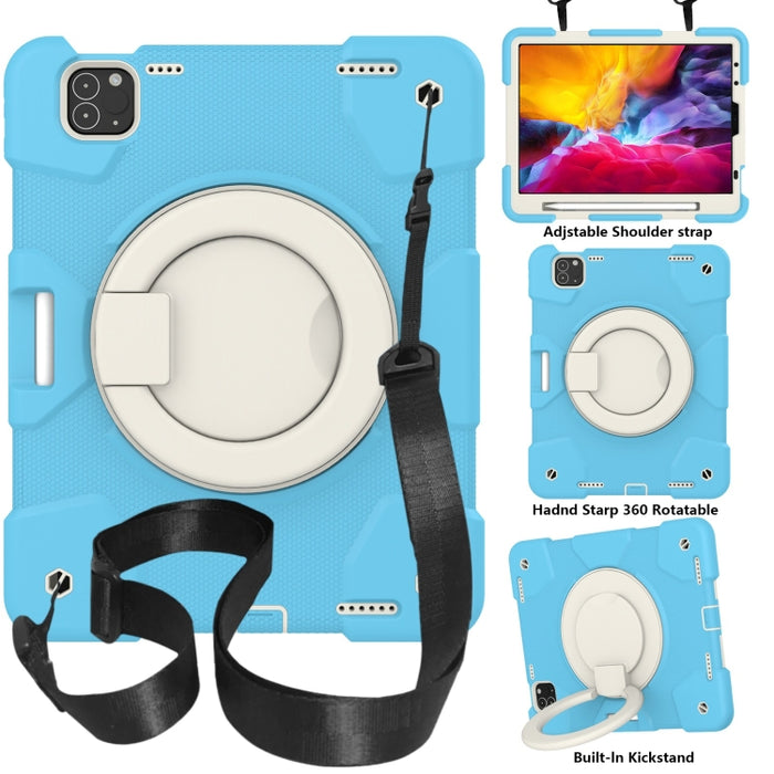 Estuche para tableta de protección de cuerpo completo de silicona + PC con soporte y correa