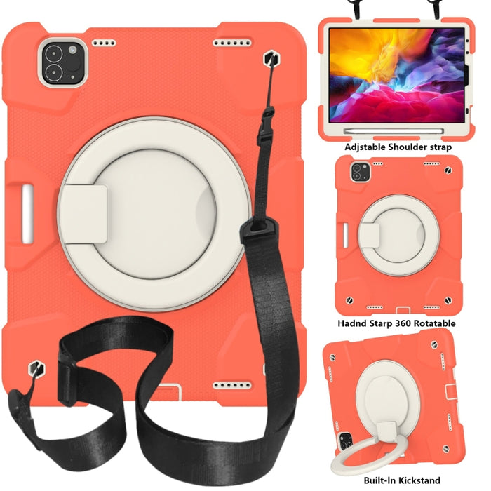 Estuche para tableta de protección de cuerpo completo de silicona + PC con soporte y correa