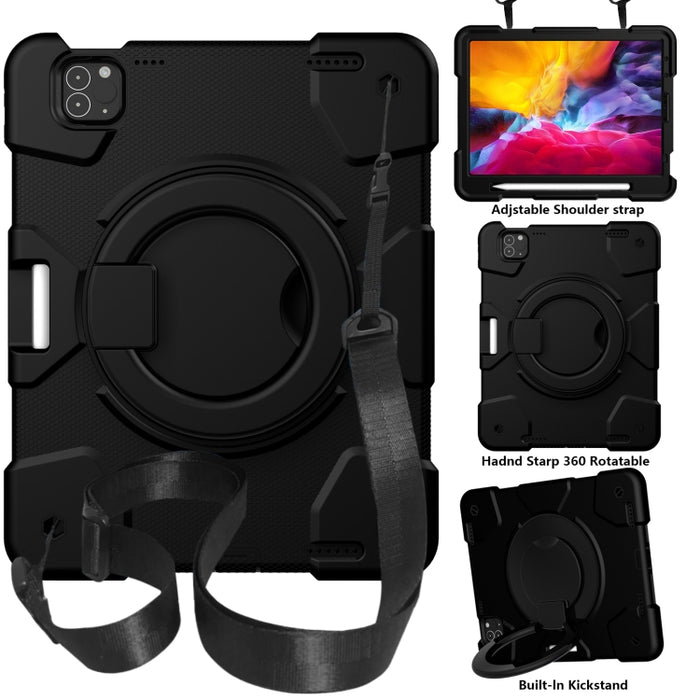 Estuche para tableta de protección de cuerpo completo de silicona + PC con soporte y correa
