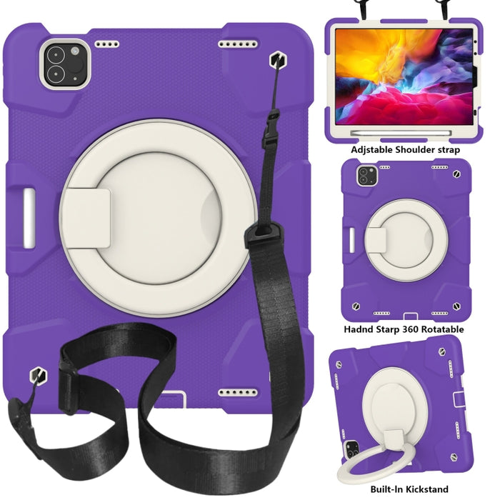 Estuche para tableta de protección de cuerpo completo de silicona + PC con soporte y correa