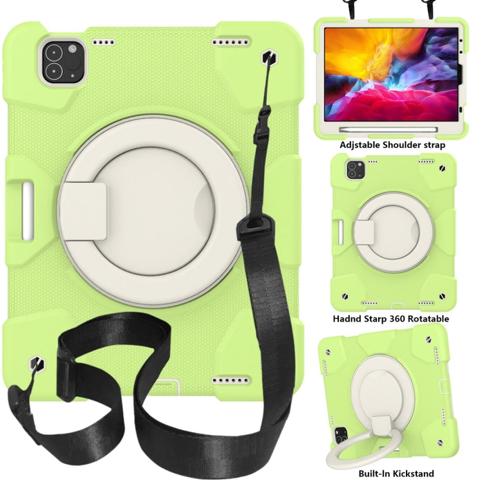 Estuche para tableta de protección de cuerpo completo de silicona + PC con soporte y correa