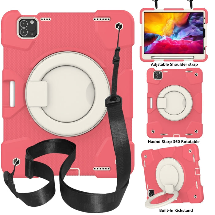 Estuche para tableta de protección de cuerpo completo de silicona + PC con soporte y correa