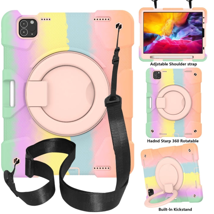 Estuche para tableta de protección de cuerpo completo de silicona + PC con soporte y correa