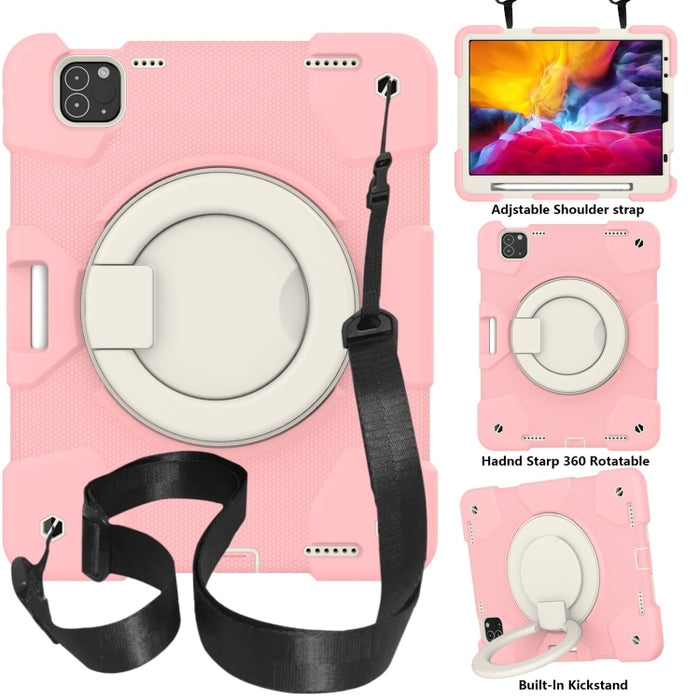 Estuche para tableta de protección de cuerpo completo de silicona + PC con soporte y correa