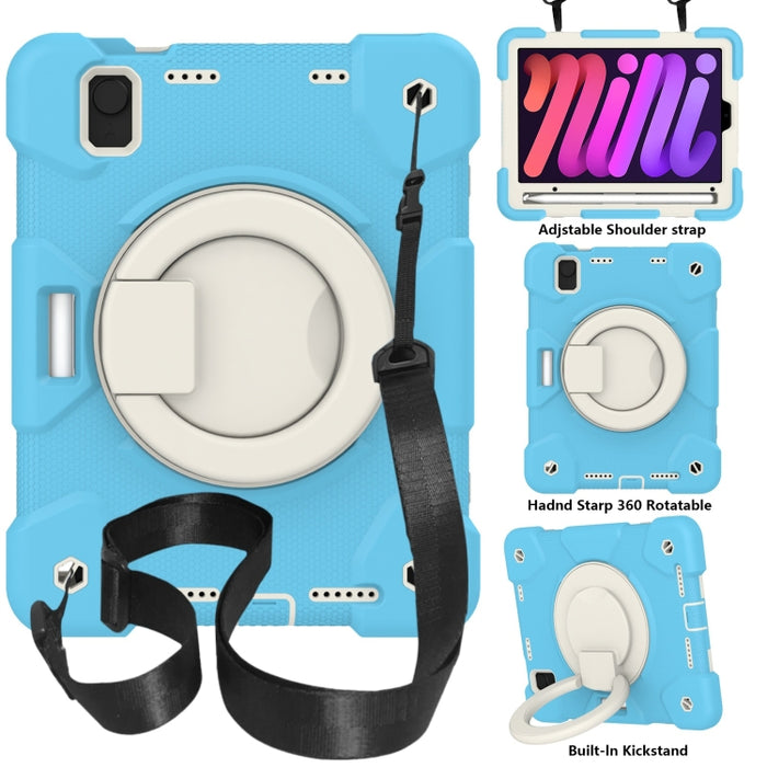 Estuche para tableta de protección de cuerpo completo de silicona + PC con soporte y correa
