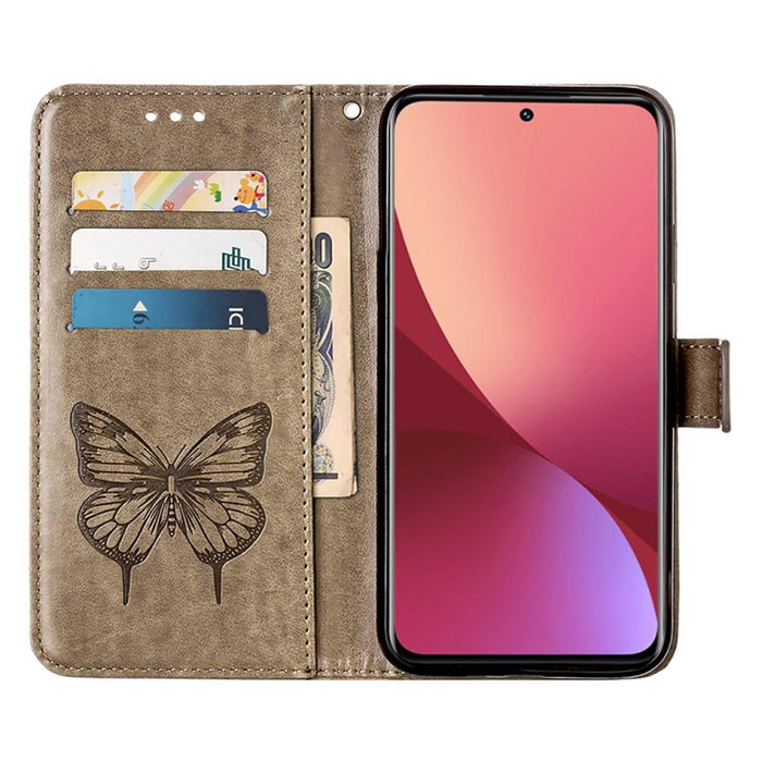 Estuche para teléfono de cuero con mariposa en relieve, For Xiaomi 12 Lite, For Xiaomi Redmi Note 11T Pro, For Xiaomi Poco M4 5G