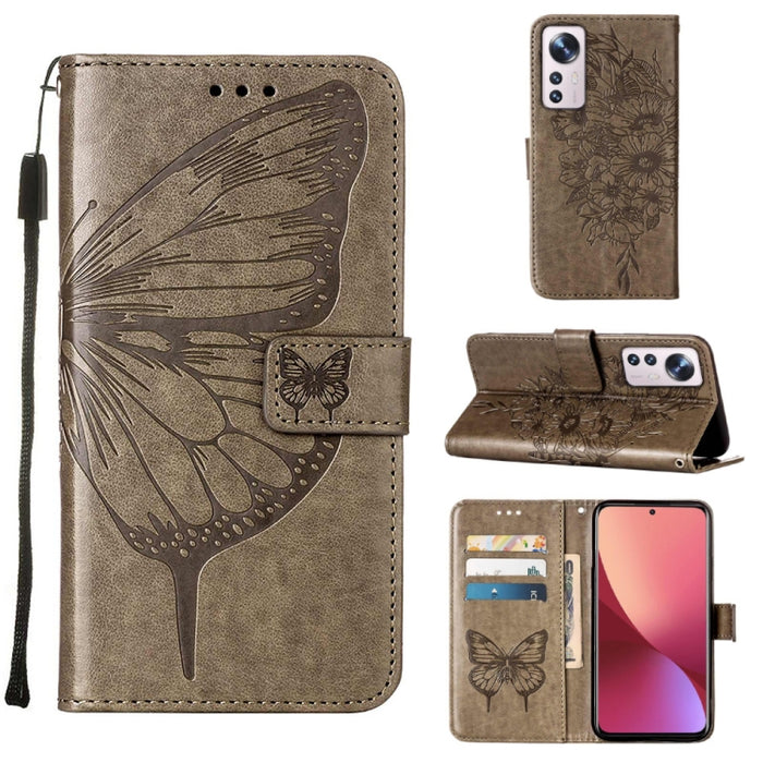 Estuche para teléfono de cuero con mariposa en relieve, For Xiaomi 12 Lite, For Xiaomi Redmi Note 11T Pro, For Xiaomi Poco M4 5G