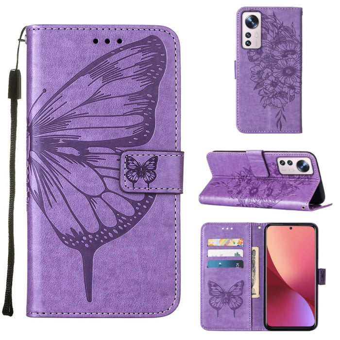 Estuche para teléfono de cuero con mariposa en relieve, For Xiaomi 12 Lite, For Xiaomi Redmi Note 11T Pro, For Xiaomi Poco M4 5G