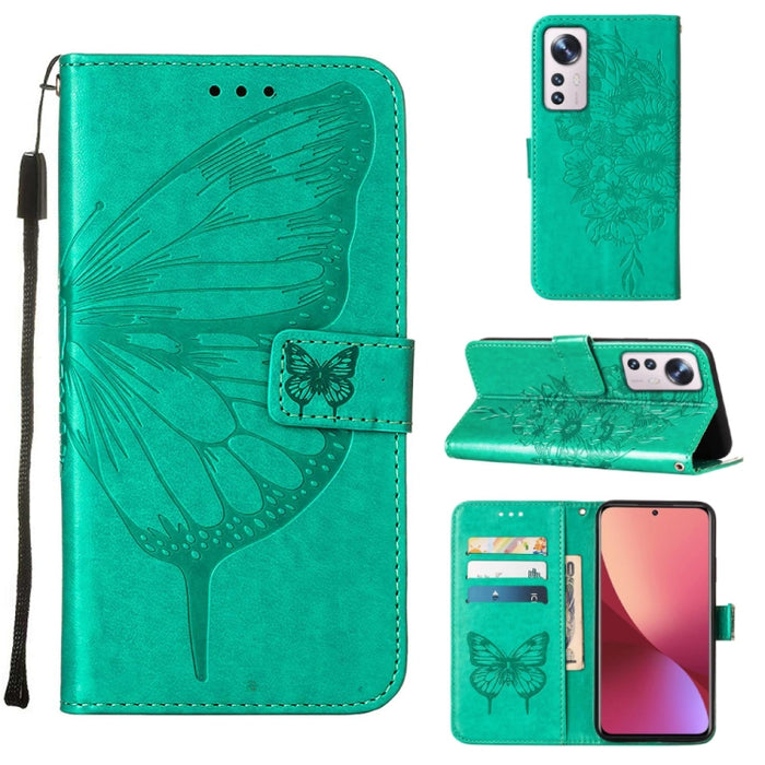 Estuche para teléfono de cuero con mariposa en relieve, For Xiaomi 12 Lite, For Xiaomi Redmi Note 11T Pro, For Xiaomi Poco M4 5G
