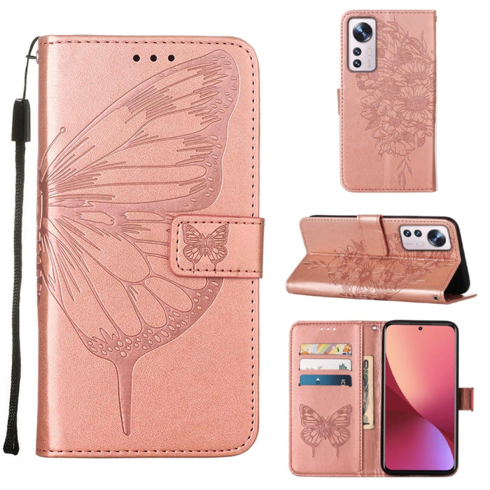 Estuche para teléfono de cuero con mariposa en relieve, For Xiaomi 12 Lite, For Xiaomi Redmi Note 11T Pro, For Xiaomi Poco M4 5G