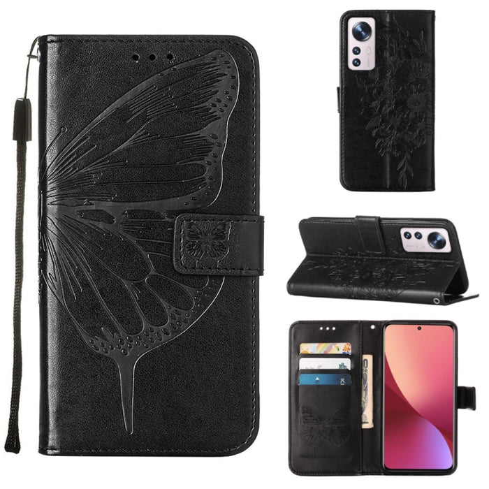 Estuche para teléfono de cuero con mariposa en relieve, For Xiaomi 12 Lite, For Xiaomi Redmi Note 11T Pro, For Xiaomi Poco M4 5G