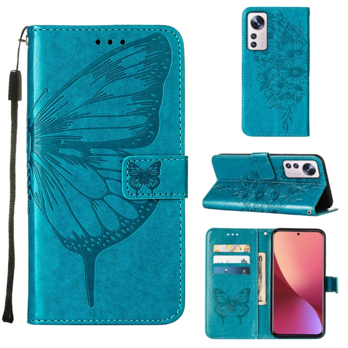 Estuche para teléfono de cuero con mariposa en relieve, For Xiaomi 12 Lite, For Xiaomi Redmi Note 11T Pro, For Xiaomi Poco M4 5G