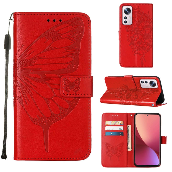 Estuche para teléfono de cuero con mariposa en relieve, For Xiaomi 12 Lite, For Xiaomi Redmi Note 11T Pro, For Xiaomi Poco M4 5G
