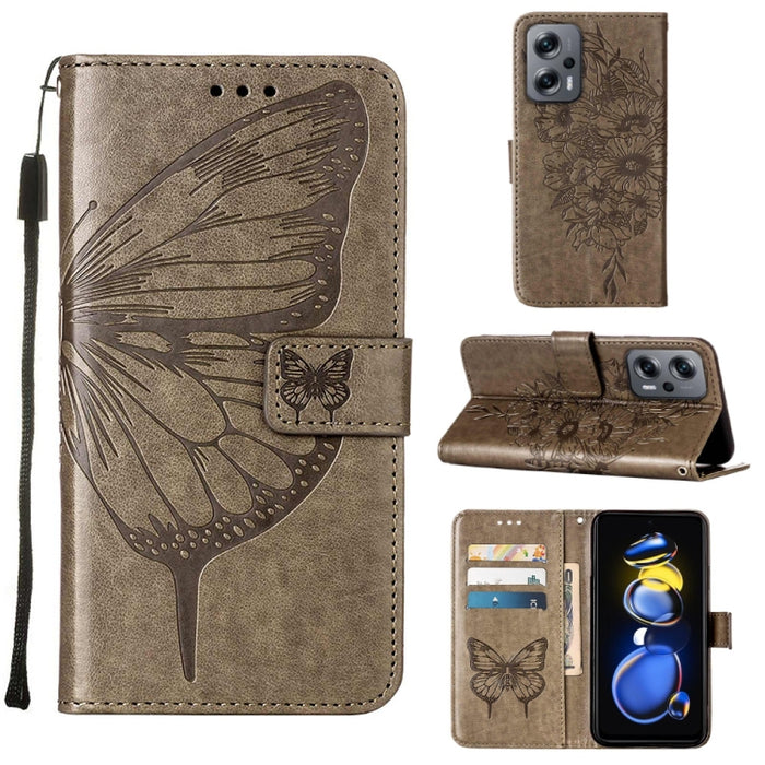 Estuche para teléfono de cuero con mariposa en relieve, For Xiaomi 12 Lite, For Xiaomi Redmi Note 11T Pro, For Xiaomi Poco M4 5G