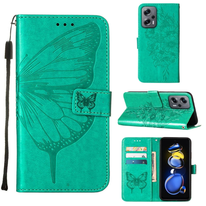Estuche para teléfono de cuero con mariposa en relieve, For Xiaomi 12 Lite, For Xiaomi Redmi Note 11T Pro, For Xiaomi Poco M4 5G
