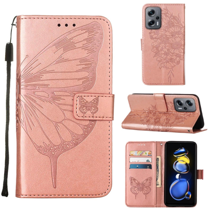 Estuche para teléfono de cuero con mariposa en relieve, For Xiaomi 12 Lite, For Xiaomi Redmi Note 11T Pro, For Xiaomi Poco M4 5G
