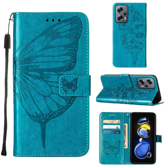 Estuche para teléfono de cuero con mariposa en relieve, For Xiaomi 12 Lite, For Xiaomi Redmi Note 11T Pro, For Xiaomi Poco M4 5G