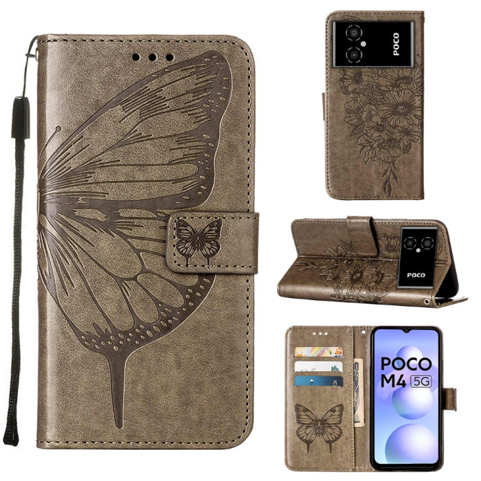 Estuche para teléfono de cuero con mariposa en relieve, For Xiaomi 12 Lite, For Xiaomi Redmi Note 11T Pro, For Xiaomi Poco M4 5G