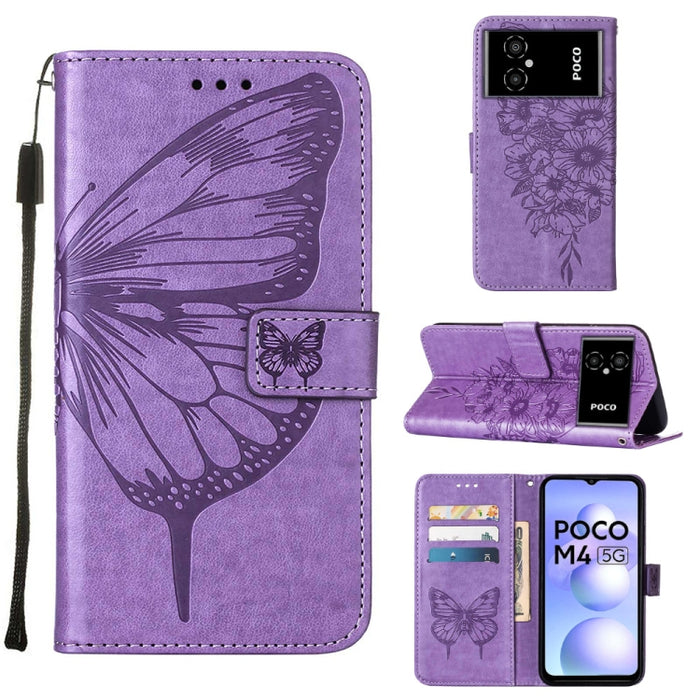 Estuche para teléfono de cuero con mariposa en relieve, For Xiaomi 12 Lite, For Xiaomi Redmi Note 11T Pro, For Xiaomi Poco M4 5G