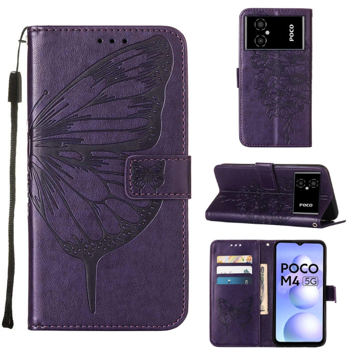Estuche para teléfono de cuero con mariposa en relieve, For Xiaomi 12 Lite, For Xiaomi Redmi Note 11T Pro, For Xiaomi Poco M4 5G