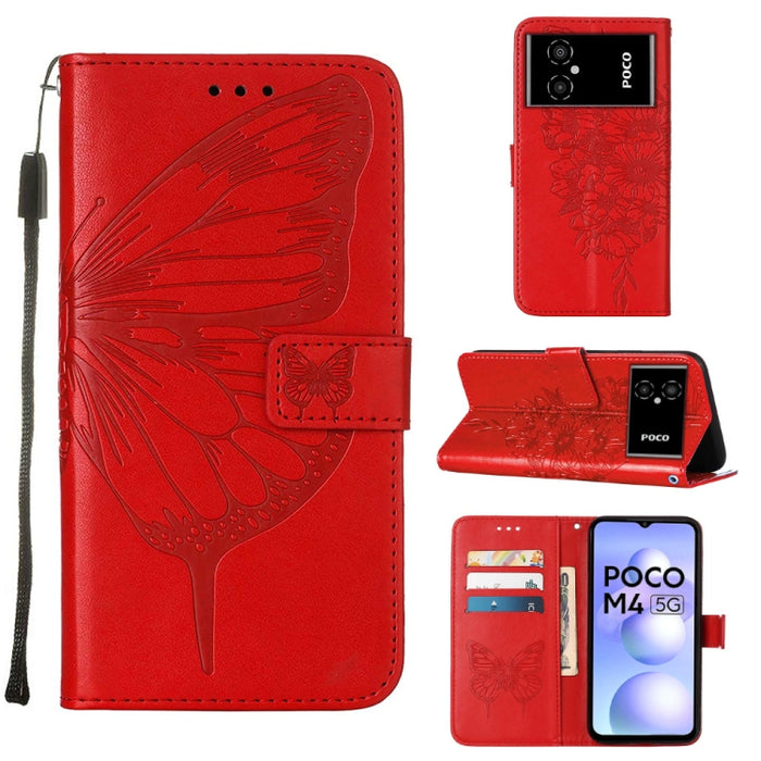 Estuche para teléfono de cuero con mariposa en relieve, For Xiaomi 12 Lite, For Xiaomi Redmi Note 11T Pro, For Xiaomi Poco M4 5G