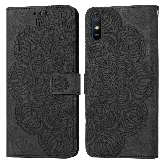 Estuche para teléfono de cuero con tapa en relieve de mandala, For Xiaomi Redmi Note 7 / Note 7 Pro, For Xiaomi Redmi 9, For Xiaomi Redmi 9A, For Xiaomi Redmi 9C / 10A, For Xiaomi Redmi 9T, For Xiaomi Redmi 10, For Xiaomi Redmi 10C                     ...