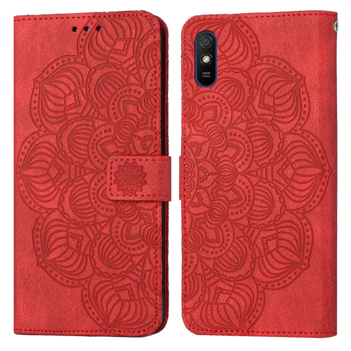 Estuche para teléfono de cuero con tapa en relieve de mandala, For Xiaomi Redmi Note 7 / Note 7 Pro, For Xiaomi Redmi 9, For Xiaomi Redmi 9A, For Xiaomi Redmi 9C / 10A, For Xiaomi Redmi 9T, For Xiaomi Redmi 10, For Xiaomi Redmi 10C                     ...