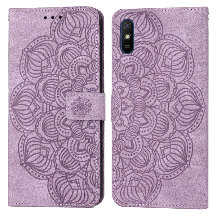 Estuche para teléfono de cuero con tapa en relieve de mandala, For Xiaomi Redmi Note 7 / Note 7 Pro, For Xiaomi Redmi 9, For Xiaomi Redmi 9A, For Xiaomi Redmi 9C / 10A, For Xiaomi Redmi 9T, For Xiaomi Redmi 10, For Xiaomi Redmi 10C                     ...