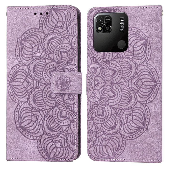 Estuche para teléfono de cuero con tapa en relieve de mandala, For Xiaomi Redmi Note 7 / Note 7 Pro, For Xiaomi Redmi 9, For Xiaomi Redmi 9A, For Xiaomi Redmi 9C / 10A, For Xiaomi Redmi 9T, For Xiaomi Redmi 10, For Xiaomi Redmi 10C                     ...