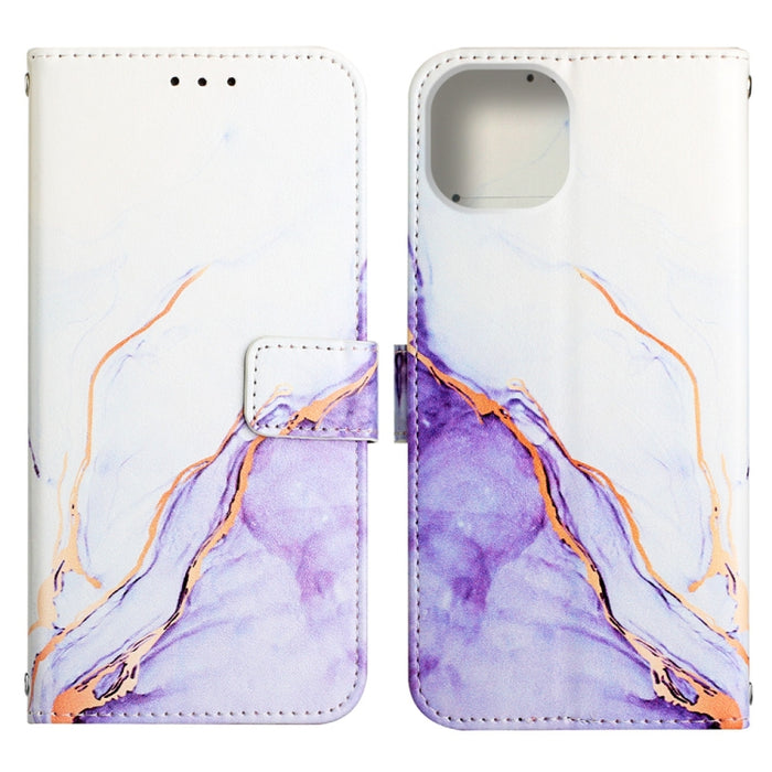 Estuche para teléfono de cuero con diseño de mármol