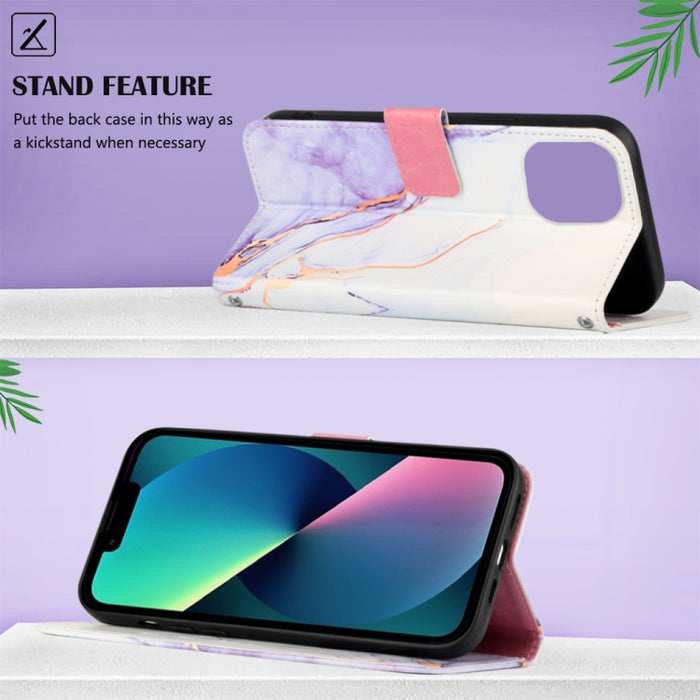 Estuche para teléfono de cuero con diseño de mármol