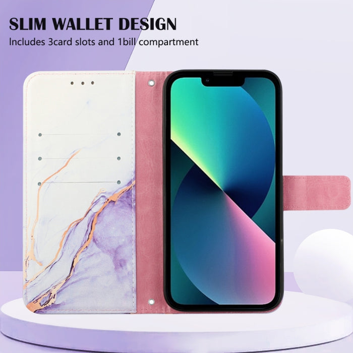 Estuche para teléfono de cuero con diseño de mármol